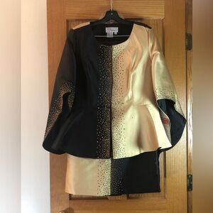 Chic Black and Gold Skirt Suit